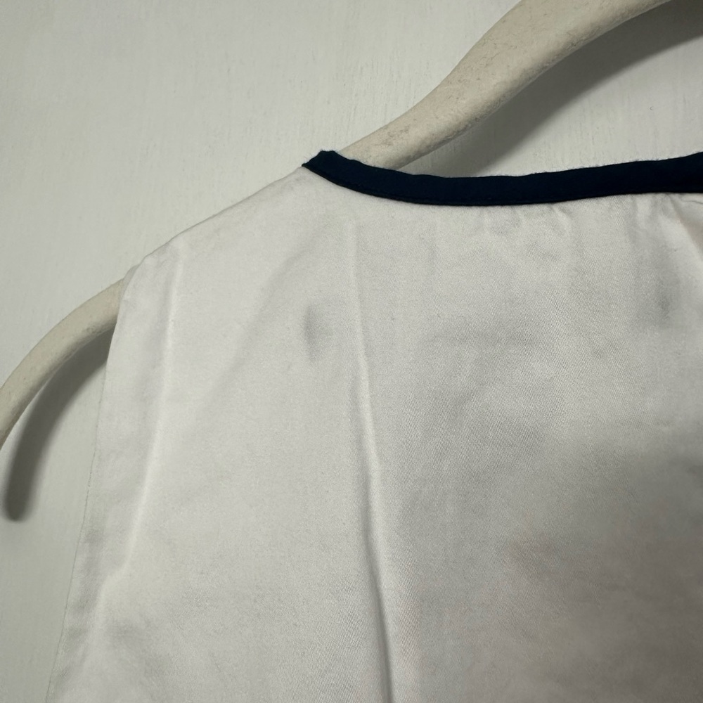 French Connection White and Navy Scalloped Crop Top - Picture 8 of 9